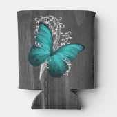 Aquamariner rustikaler Schmetterling Personalisier Dosenkühler (Rückseite)
