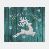 Aquamariner Rustikaler Weihnachtsmann Fleecedecke (Vorderseite (Horizontal))