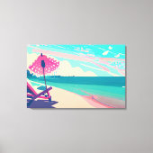 Aquamariner Sandstrand von Peach Leinwanddruck (Vorderseite)