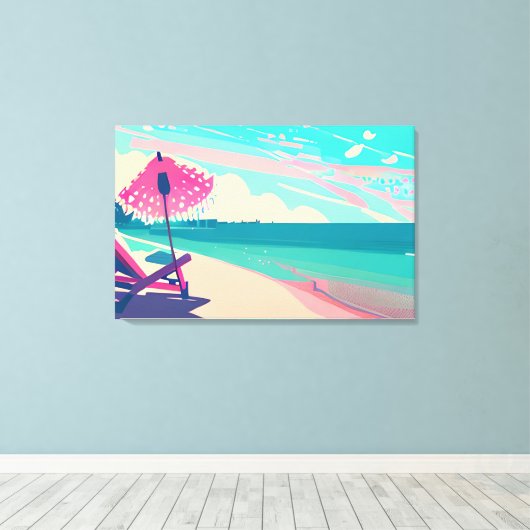 Aquamariner Sandstrand von Peach Leinwanddruck (Insitu (Holzboden))