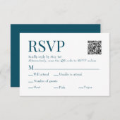 Aquamariner Scan Qr Code - Meal Choice Hochzeit RSVP Karte (Vorne/Hinten)