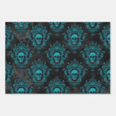 Aquamariner Schädel und dunkelgraue Gotik Geschenkpapier Set (Vorderseite 2)