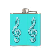 Aquamariner schillernder funkelnd Musiknoten Flachmann (Rückseite)