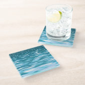 Aquamariner Schimmer Glasuntersetzer (Schrägansicht)