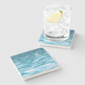 Aquamariner Schimmer Steinuntersetzer (Seitenansicht)