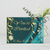 Aquamariner Schimmersoiree-Silvester Einladung (Stehend Vorderseite)