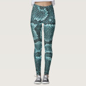 aquamariner Schlangenhautdruck, Schlangen-Skalen Leggings (Vorderseite)