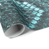 aquamariner Schlangenhautdruck, Schlangenschuppen Geschenkpapier (Rolleneckpunkt)
