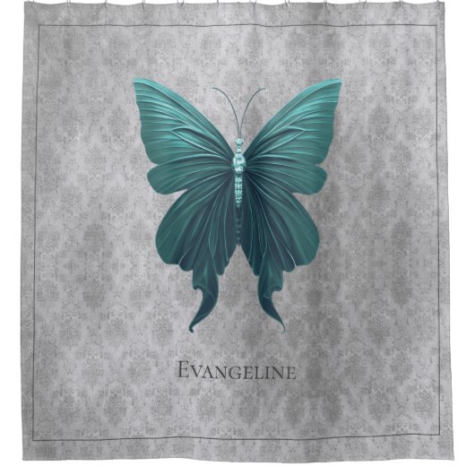 Aquamariner Schmetterling Duschvorhang (Vorderseite)