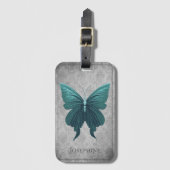 Aquamariner Schmetterling Gepäckanhänger (Vorderseite Vertikal)