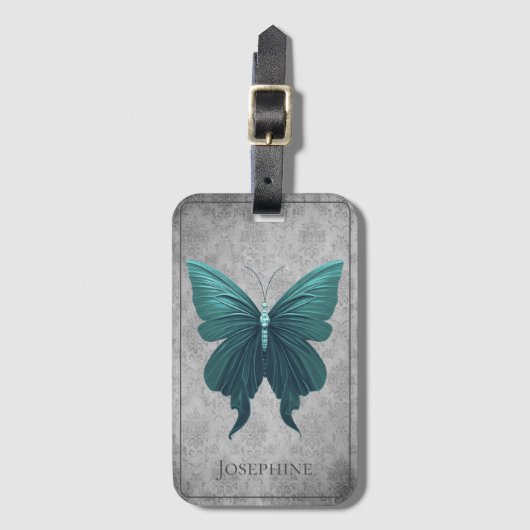 Aquamariner Schmetterling Gepäckanhänger (Vorderseite Vertikal)