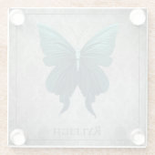 Aquamariner Schmetterling Glasuntersetzer (Rückseite)