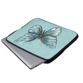 Aquamariner Schmetterling im Kettenverbindungszaun Laptopschutzhülle (Vorne Knopf)