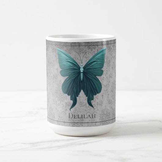 Aquamariner Schmetterling Kaffeetasse (Mittel)