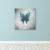 Aquamariner Schmetterling Leinwanddruck (Insitu (Holzboden))