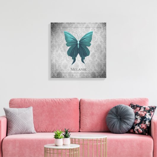 Aquamariner Schmetterling Leinwanddruck (Insitu (Wohnzimmer))
