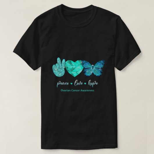 Aquamariner Schmetterling Peace Liebe Hoffnung Ova T-Shirt (Design vorne)