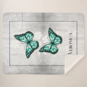 Aquamariner Schmetterling Personalisiert Sherpa Bl Sherpadecke (Vorderseite (Horizontal))