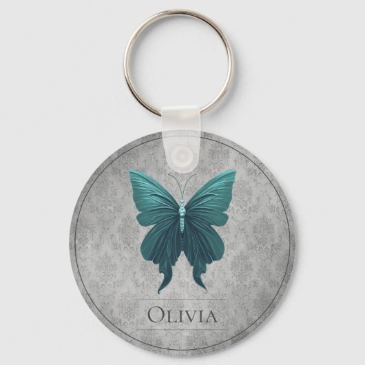 Aquamariner Schmetterling Schlüsselanhänger (Vorderseite)