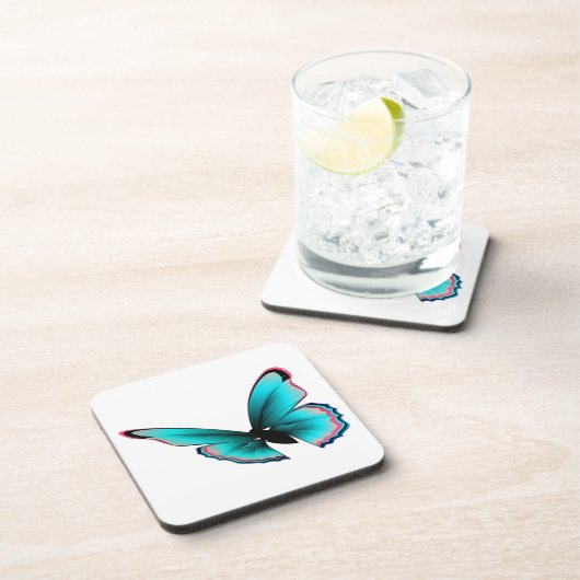 Aquamariner Schmetterling Untersetzer (Rechte Seite)