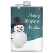 Aquamariner Schneemann Winter Scene Weihnachtskolb Flachmann (Vorderseite)