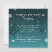 Aquamariner Schneemann Winter Szene Weihnachts-Ein Einladung (Rückseite)