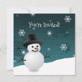 Aquamariner Schneemann Winter Szene Weihnachts-Ein Einladung (Vorderseite)