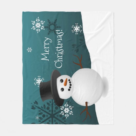 Aquamariner Schneemann Winter Szene Weihnachtsblan Fleecedecke (Vorderseite)