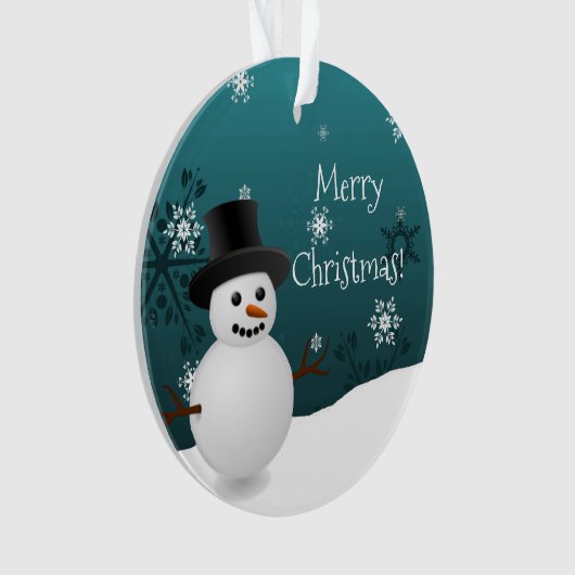 Aquamariner Schneemann Winter Szene Weihnachtsschm Ornament (Vorderseite)