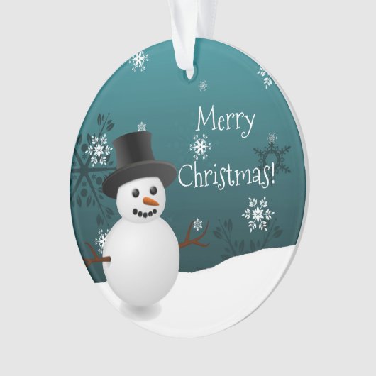 Aquamariner Schneemann Winter Szene Weihnachtsschm Ornament (Vorderseite)