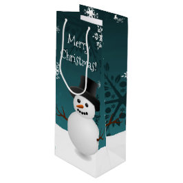 Aquamariner Schneemann Winter Szene Weihnachtswein Geschenktüte Für Weinflaschen