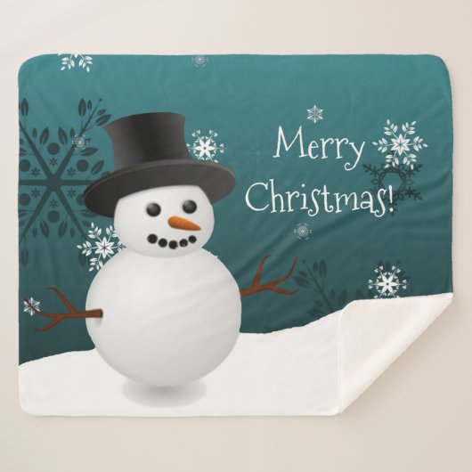 Aquamariner Schneemann Winter Weihnachtsfest Sherp Sherpadecke (Vorderseite (Horizontal))