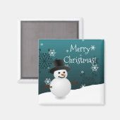 Aquamariner Schneemann Winterlandschaft Weihnachts Magnet (Vorderseite/Rückseite)