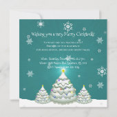 Aquamariner Schneeweihnachtsbaum Einladung (Rückseite)