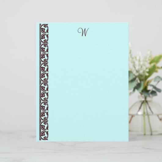 Aquamariner Schokoladenbraun, Monogramm (Stehend Vorderseite)