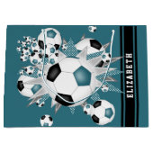 aquamariner schwarzer Fußball-Blowout personalisie Große Geschenktüte (Vorderseite)