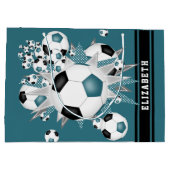 aquamariner schwarzer Fußball-Blowout personalisie Große Geschenktüte (Rückseite)