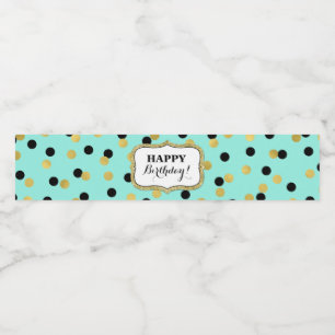 Aquamariner schwarzer Goldconfetti-alles Gute zum Wasserflaschenetikett