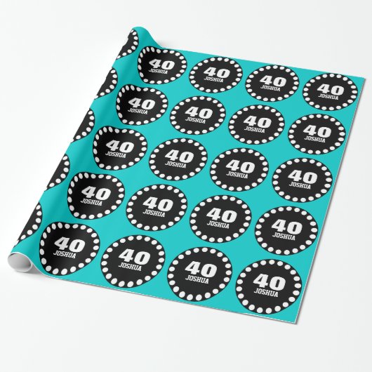 AQUAMARINER SCHWARZER moderner 40. Geschenkpapier (Ungerollt)