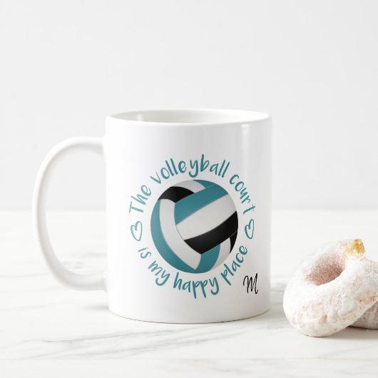 aquamariner schwarzer Volleyballplatz Kaffeetasse (Mit Donut)