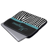 Aquamariner schwarzer Zebra-aquamarines Laptopschutzhülle (Vorne Knopf)