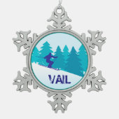 Aquamariner Schwungkreis Schneeflocken Zinn-Ornament (Vorderseite)