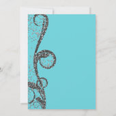 Aquamariner Silber Glitzer Swirl Sweet 16 Geburtst Einladung (Rückseite)