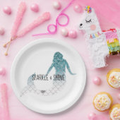 Aquamariner Silber Sparkle Glitzer Mermaid Pappteller (Party)