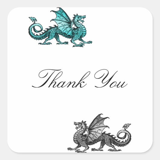 Aquamariner Silberdrache Danke Stickers (Vorderseite)
