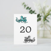 Aquamariner Silberdrache Tischnummer Postkarte (Stehend Vorderseite)