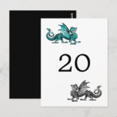 Aquamariner Silberdrache Tischnummer Postkarte (Vorne/Hinten)