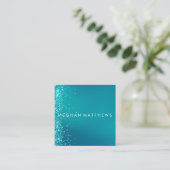 Aquamariner Silberfunkel-Splashes Schönheitsfehler Quadratische Visitenkarte (Stehend Vorderseite)