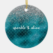 Aquamariner Silbermagazin-Mermaid personalisiert Keramik Ornament (Vorne)