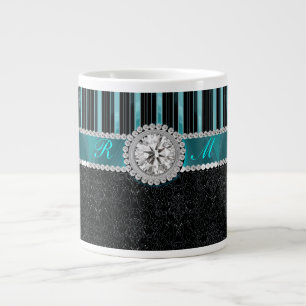 Aquamariner, silberner und schwarzer Jumbo-Tasse